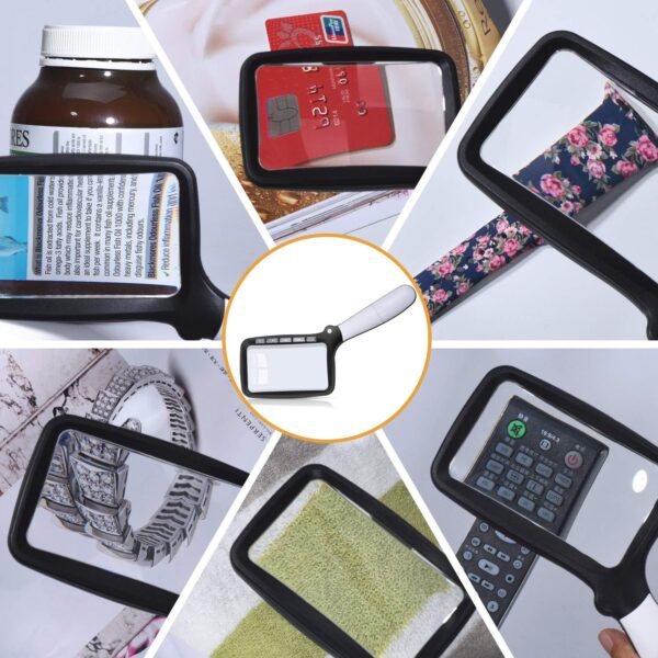 Kaome Lupa Rectangular con Lupa de luz, Grande, Plegable, de Mano, 5 LED, 2 Modos de atenuación, 2 Modos de Lectura para Personas Mayores, Libros de Baja visión, periódicos y mapas de joyería - Image 7