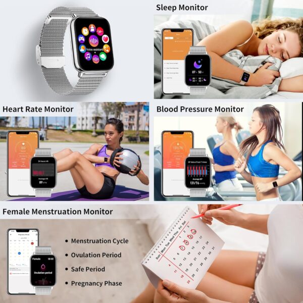 Colesma Smartwatch 1,85" Reloj Mujer Responder/Hacer Llamadas, Asistente de Voz, Impermeable IP67 Pulsera Actividad con 100+ Modos Deportivos, SpO2/ Presión Arterial/Monitor Sueño - Image 6