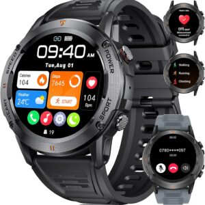 LIGE Reloj inteligente militar para hombre con función de teléfono, reloj de f...