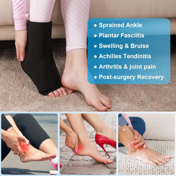 Envoltura de hielo para tobillo y pie, paquete frío de gel reutilizable para terapia caliente y fría, manga de compresión para terapia fría de tendinitis de Aquiles, pies doloridos, pie y talón (L) - Image 2