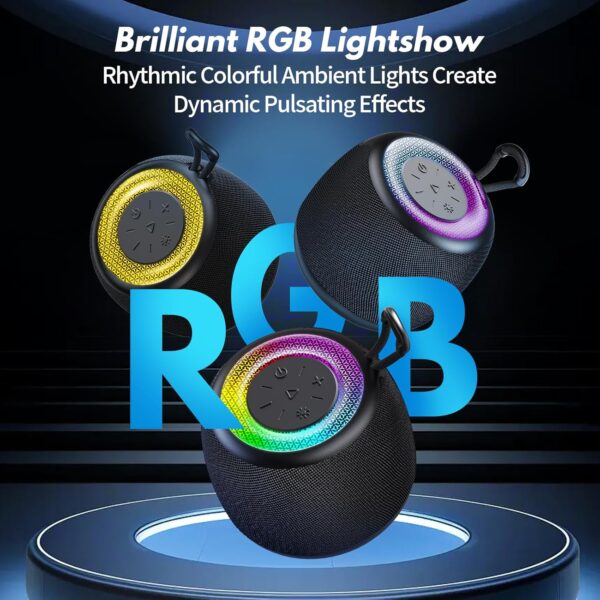 JYX Altavoz Inalámbrico Bluetooth, Mini Altavoz Bluetooth con Luz RGB, Emparejamiento TWS, Duración de La Batería 24 Horas, para el Hogar, Aire Libre, Viajes - Image 4