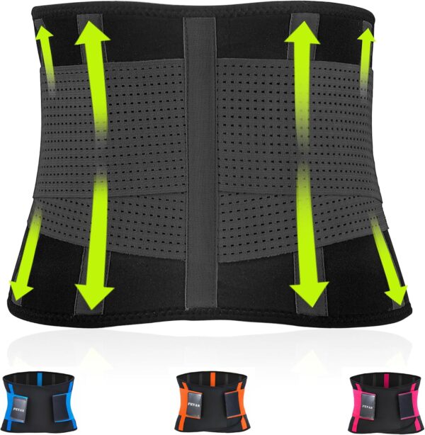 FEVAN Faja Lumbar Hombre y Mujer - Faja Abdominal Hombre y Mujer con Doble Ajuste de Velcro y Soportes Lumbares - Cinturon Lumbar para Aliviar Dolor de Espalda.