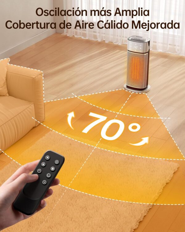 Calefactor Electrico Bajo Consumo, Primevolve 2000W Calefactor Ceramico con ECO Modo y Humidificación Soporte de Control Remoto 12H Timing 70° Oscilación, para Dormitorio Oficina Hogar - Image 6