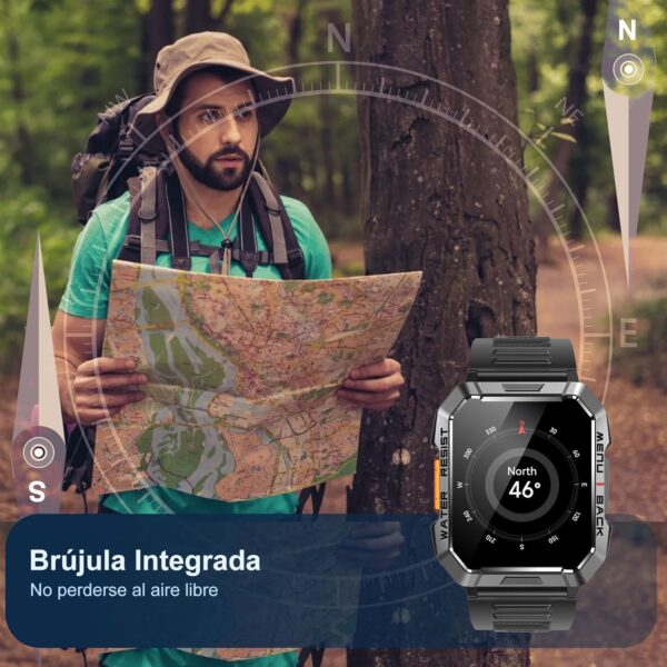 Blackview Reloj Inteligente Hombre - Llamadas Bluetooth, 2.01” Smartwatch Hombre con Linterna, Brújula, Pulsómetro, Monitor de Sueño, Podómetro, Notificación, Pulsera Actividad 100+ Modos Deportivos - Image 6