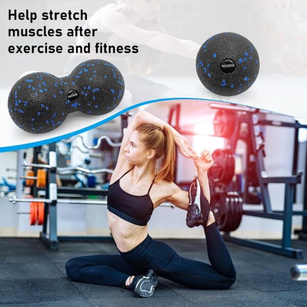 NIUQIGE Set de Bolas de Fascia - Bola Individual y Doble para Liberación de Puntos Gatillo, Entrenamiento de Fascia y Alivio del Dolor - Ideal para Relajación Muscular y Masaje de Pies y Espalda - Image 4