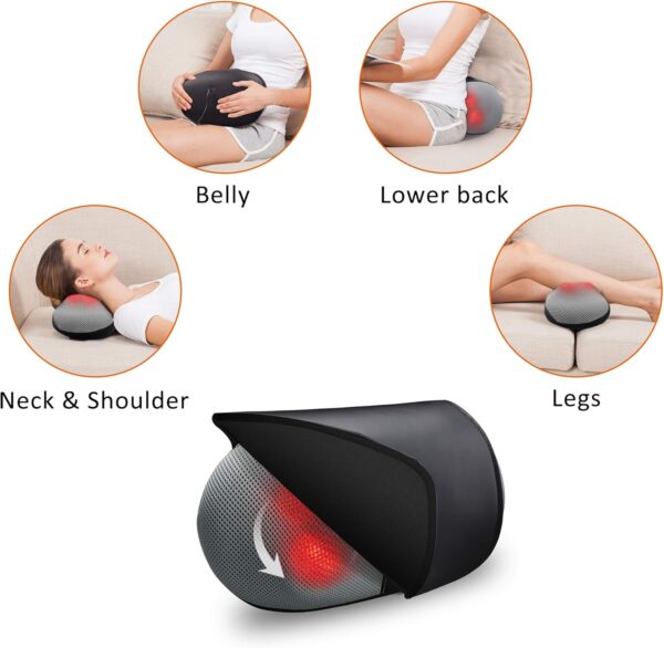 Snailax Almohada de masaje Shiatsu - Masajeador de cuello y espalda con calor, Masajeador de almohada eléctrico para hombros, cervicales, regalos para mujeres/hombres/mamá/papá - Image 5