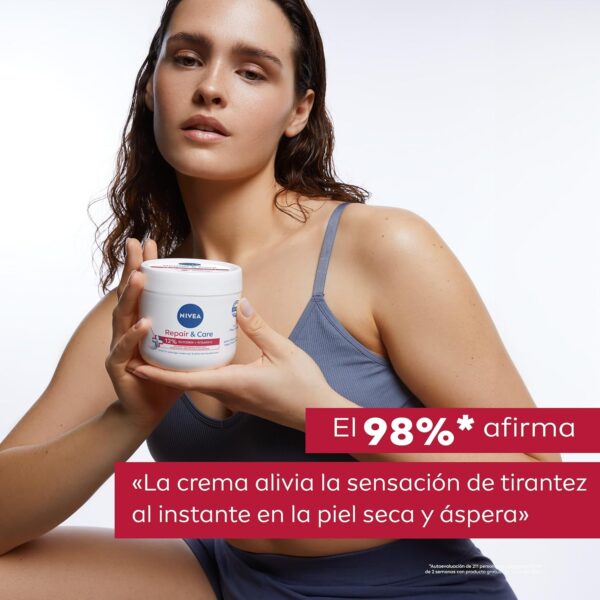 NIVEA Repara & Cuida Crema hidratante corporal, facial y para manos (1 x 400 ml), crema hidratante 72 h con glicerina y vitamina E pura, para piel seca y muy seca - Image 3