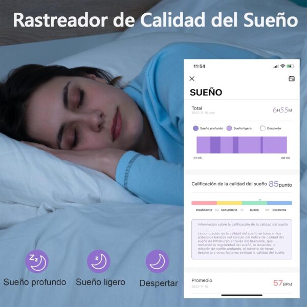 KALINCO Reloj Inteligente Hombre Mujer, Smartwatch Hombre con Oxígeno Sanguíneo Presión Arterial Frecuencia Cardíaca Sueño, Reloj Deportivo para Android iOS - Image 5