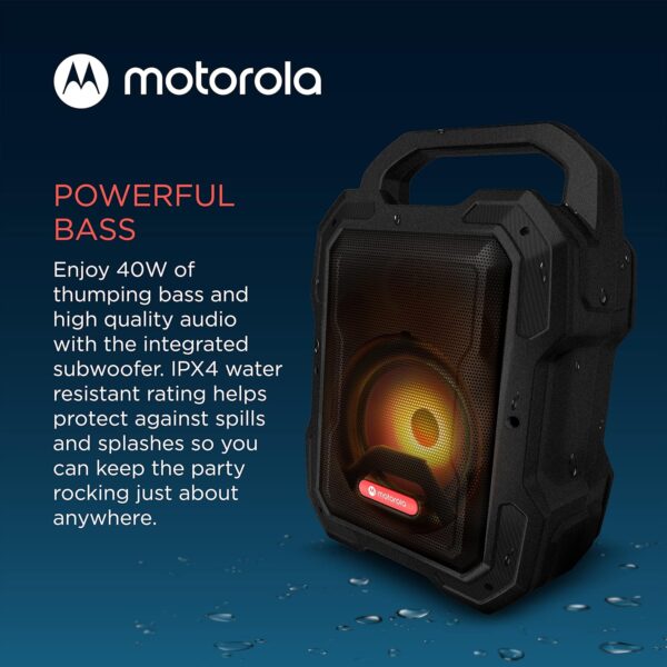 Motorola Sound ROKR 800 - Altavoz Bluetooth - Batería de 20 horas de duración - Radio FM - LED de colores - Puertos DC, USB, AUX y MIC - Tecnología inalámbrica verdadera - Negro - Image 3