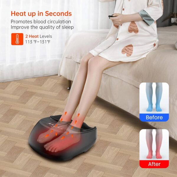 Snailax Masajeador de Pies, Masajeador Shiatsu de Pies con Calor, Amasamiento, Compresión, Vibración, Masaje Eléctrico para Fascitis Plantar del Pie, Dolor de Neuropatía, Calentador de Pies, Regalos - Image 3