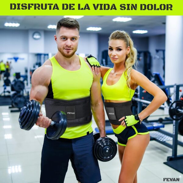 FEVAN Faja Lumbar Hombre y Mujer - Faja Abdominal Hombre y Mujer con Doble Ajuste de Velcro y Soportes Lumbares - Cinturon Lumbar para Aliviar Dolor de Espalda. - Image 7