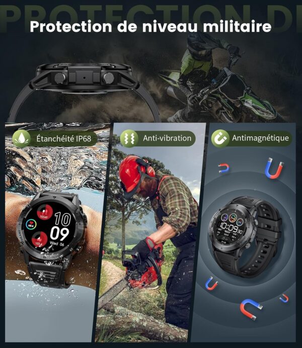 LIGE Reloj inteligente militar para hombre con función de teléfono, reloj de fitness 100+ modos deportivos, IP68 resistente al agua/frecuencia cardíaca/monitor de sueño, reloj inteligente para hombre, - Image 8