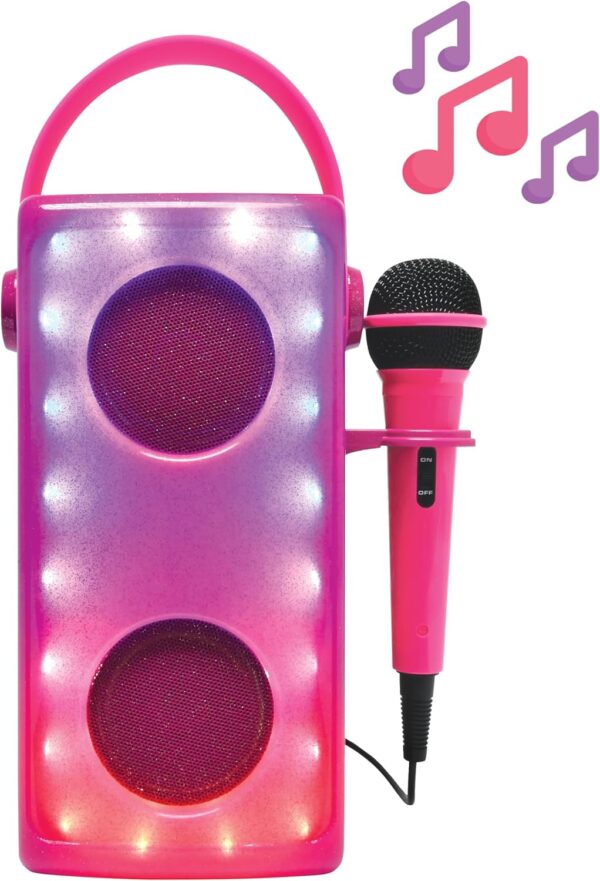 Lexibook, iParty, Altavoz Bluetooth® inalámbrico con luz y micrófono, Efectos de luz Multicolor, Puerto para Tarjeta SD/TF, Batería Recargable, Rosa, BTP185PKZ - Image 2