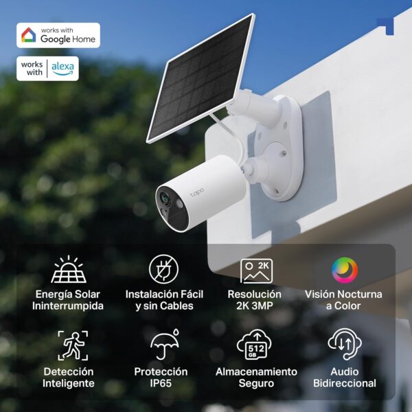Tapo C410 Kit - Cámara de vigilancia Solar con batería Exterior, Detección de Personas por IA, 2K 3 MP, visión Nocturna de Color, Memoria microSD, batería no extraíble de 6400mAh, Audio bidireccional - Image 2