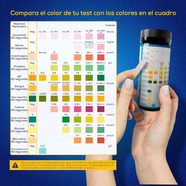 Test Orina 12 en 1 - Tiras para medir Leucocitos, Glucosa, Cetonas, Ph, Proteína, Bilirrubina, Nitrito, Ácido Ascórbico, Gravedad Específica, Urobilinógeno, Microalbúmina, Sangre - Urianálisis 100uds - Image 2