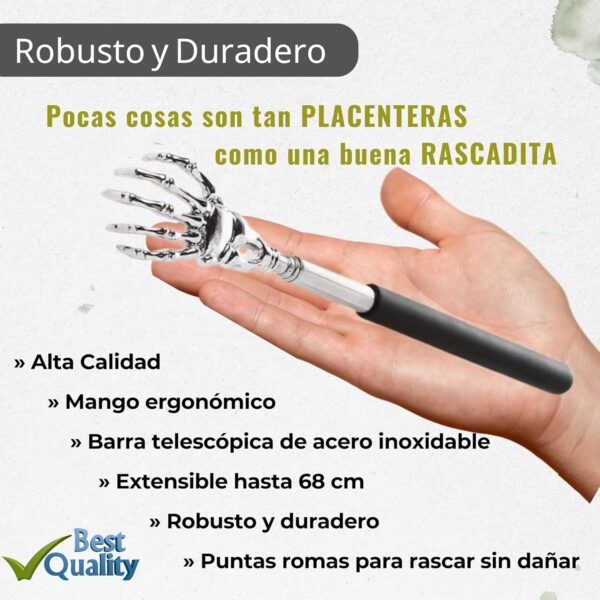 LiveLaif®-Rascador Espalda + Bolsa Terciopelo | Extensible,Ergonómico, Regalos Originales | Back Scratcher Portátil | Masajeador de Espalda Rascador | Ideal personas mayores (GarraNegro+Bolsa) - Image 3