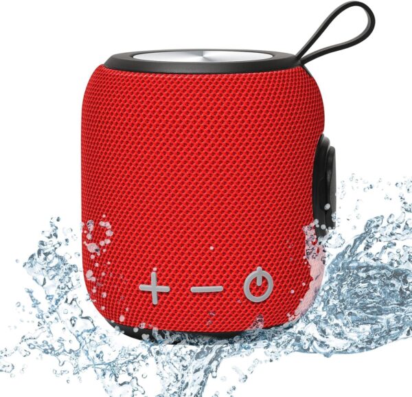 SANAG Altavoz Bluetooth Pequeño, Altavoz Inalámbrico Portátil, 15W, Inalámbrico IPX67, 18 Horas de Reproducción, con Mosquetón, Pequeño Inalámbrica Emparejamiento para Fiesta Viajes Exterior, Rojo