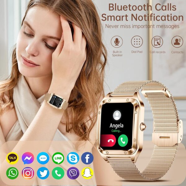 Colesma - Reloj inteligente para mujer, con asistente de voz, pantalla táctil HD de 1,59 pulgadas, reloj inteligente para mujer, rastreador de actividad con monitor de sueño para Android iOS - Image 2