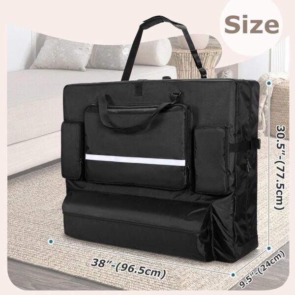 Luxja Bolsa para Camilla de Masaje Adapta Camilla de Masaje Plegable 24" a 30" de Ancho, Bolsa de Transporte para Mesa de Masaje con Bolsillos Accesorios, Negro - Image 5