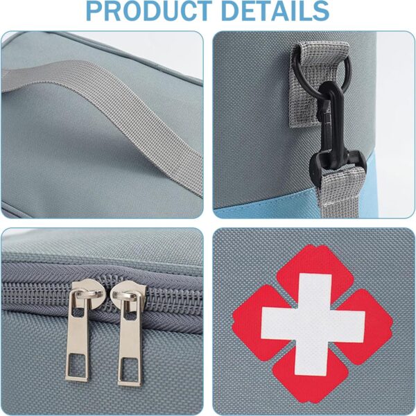 Qaestuan Botiquín de Primeros Auxilios, Portátil Bolsa Botiquin Vacia, Impermeable Botiquin de Primeros Auxilios Viaje, Bolsa de Medicina, para Hogar, Oficina, Deportes, Viajes, Senderismo, Camping - Image 3