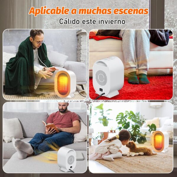 Calefactor Bajo Consumo 1200W, Calentador Cerámico Silencioso,Protección contra el sobrecalentamiento/Automatic Shut-Off, Calefactor Electrico Para 20m2, baño, Oficina, Hogar, Dormitorio - Image 6