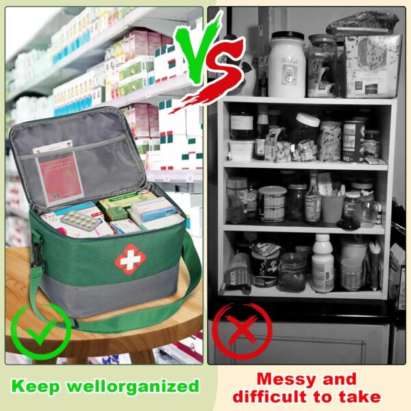 Hossom Botiquin Viaje, Bolsa Botiquin Médico Vacío con Correa, Macuto Botiquín de Primeros Auxilios Portátil, Mochila de Emergencias para Hogar, Oficina, Viajes, Camping Gran Capacidad - Image 4
