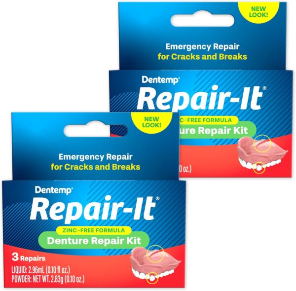 D.O.C. Repair-It Advanced Formula Kit de reparación de dentaduras postizas 3 ea Pack-2
