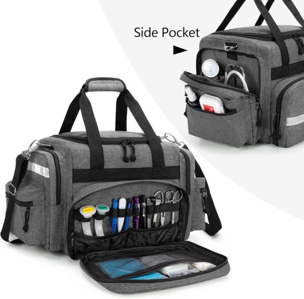 Damero Bolsa de trauma médica vacía, bolsa de primeros auxilios profesional con múltiples bolsillos para suministros médicos,gris - Image 3