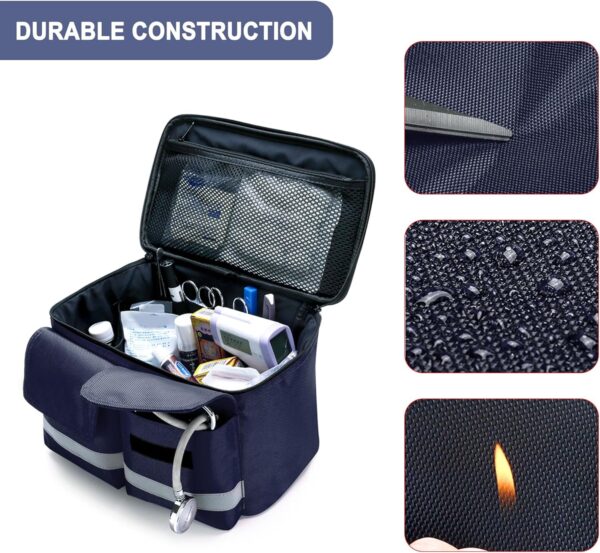 Lyirfan Bolsa de botiquines médicos de emergencia familiar,bolsa vacía de alta capacidad,almacenamiento de botellas médicas para emergencias, bolsas médicas portátiles para acampar al aire (Azul) - Image 3