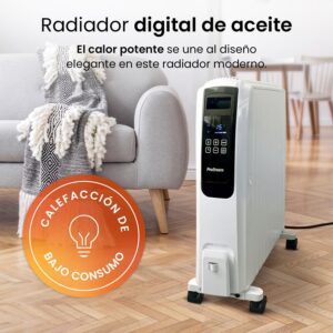 Pro Breeze Radiador de Aceite de 2500 W, 4 Niveles de Potencia, Temporizador, Te...