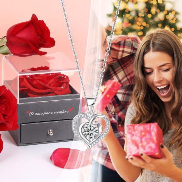 Eaprala Rosa Eterna con Conjunto de Joyas Te Amo para Siempre, Ideas de Regalos para Mamá, Cumpleaños, Aniversario Mujer(CristalRojo) - Image 2