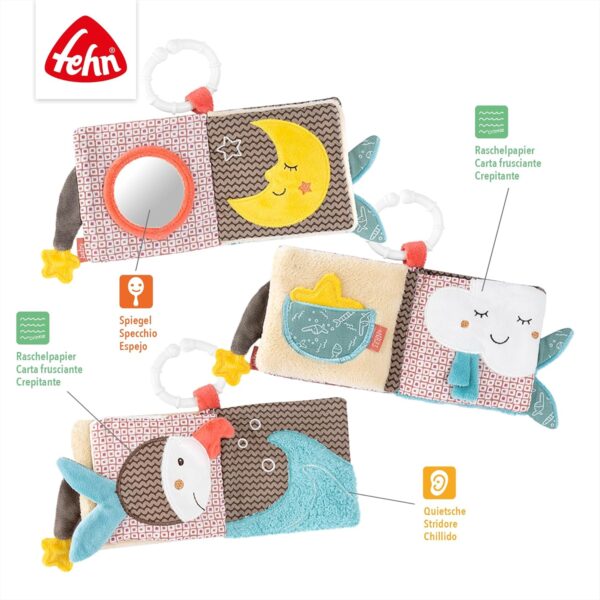 Fehn Libro blandito Bruno - libro táctil de tela con motivos de animales - libro juguete de tela para colgar en cochecitos y sillas de coche - libro crepitante para bebés y niños mayores de 0 meses - Image 3