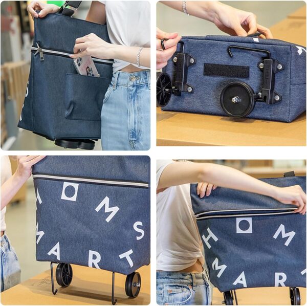 MEAKTSMI Práctico carrito de la compra plegable eficaz con marco resistente y giratorio - Image 8