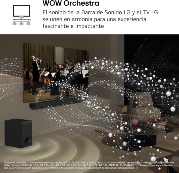 LG S70TR - Barra de Sonido Inteligente, 500W Potencia y 5.1.1 Canales, Altavoces Dobles Traseros Inalámbricos, Sonido Envolvente Dolby Atmos y DTS:X, Hi-Res 24bits/96kHz - Image 9
