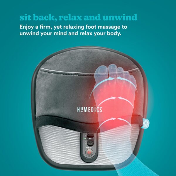 HoMedics Masajeador Eléctrico para Pies – Dispositivo Pórtatil para Masaje Plantar Shiatsu a Comprensón por Aire, con Tecnología de Nodos Gel, Calor e Intensidad Ajustable para uso Doméstico - Image 2