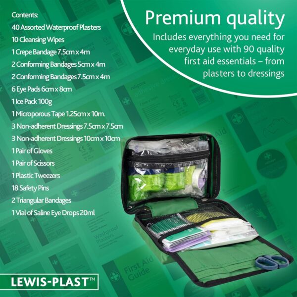 LEWIS-PLAST Kit completo de primeros auxilios 90 Piezas de primeros auxilios al aire libre - kit que cumple con las normas europeas - Image 6