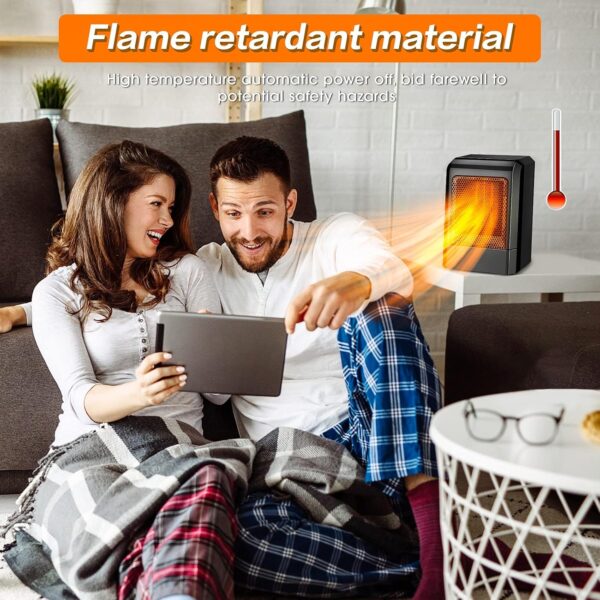 Unipampa Mini Calefactor, Termoventilador Portátil Silencioso, 500W Calefactor Eléctrico Cerámico, Pequeños Calentadores, Protección Sobrecalentamiento, Bajo Consumo, Para Habitaciones y Oficinas - Image 3