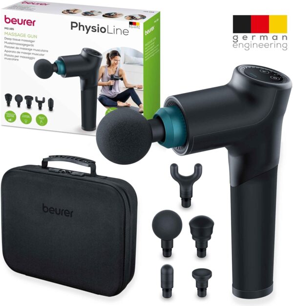 Beurer MG 185 Pistola de masaje, Massage Gun con 5 accesorios, potente masaje de puntos gatillo, relajación de tensiones, masajeador muscular con 9 niveles de intensidad, con batería recargable - Image 6