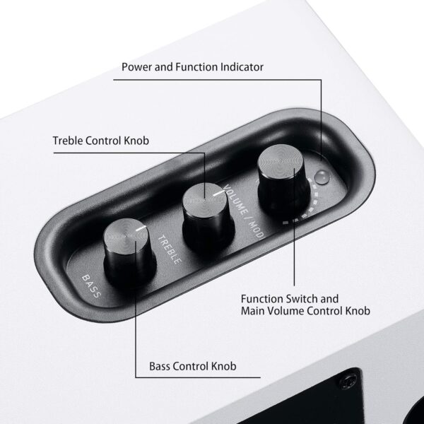 Sanyun SW208 Altavoces de estantería activos Bluetooth 5.0 de 3 "- Unidad de altavoz de fibra de carbono de 60W - DAC integrado de 24bits - Altavoces para juegos de monitor de computadora(par, blanco) - Image 3