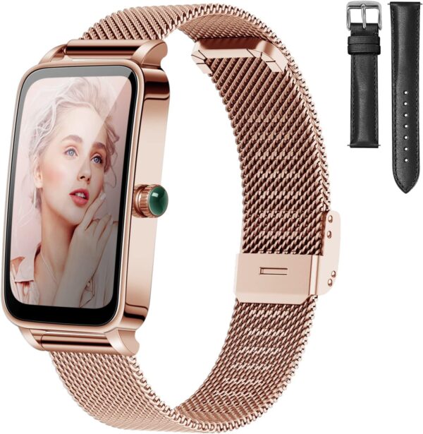 BOCLOUD Reloj Inteligente Mujer Pequeño Smartwatch Redondo para iPhone y Android, con frecuencia cardíaca/Monitor de sueño/Pantalla de Mensajes/Responder/Hacer Llamadas, rastreador de