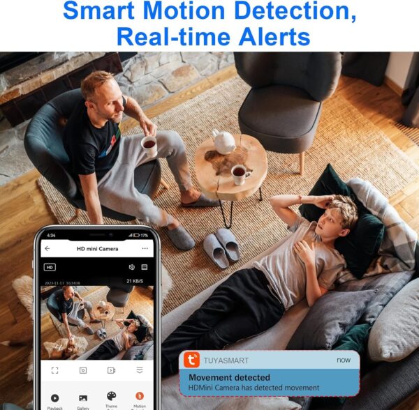 Cámara Espía WiFi, 2.4G/5G Inalambricas Camara Oculta Detectora de Humo 1080P HD, Mini Cámara de Vigilancia Seguridad con Detector de Movimiento IR Visión Nocturna - Image 3