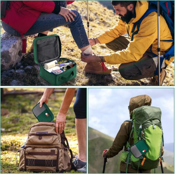 WuGU 2PCS Botiquín de Primeros Auxilios, Mini Kit Primeros Auxilios Trae Pastillero con 2 Cajas de Pastillas, Mini Botiquin de Primeros Auxilios Impermeable para Escuela, Viajes, Camping - Verde - Image 6