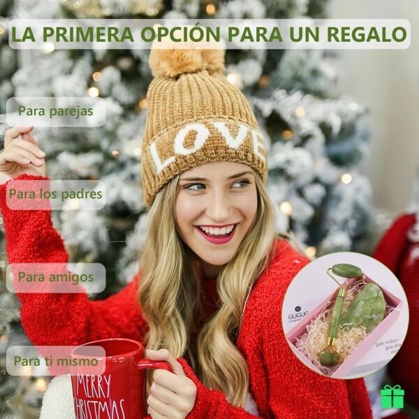 GUGUG Gua Sha y Rodillo Facial, Guasha para el Masaje Facial, Rodillo de Jade Facial Masaje para Mujeres, Relajante de los Músculos del Cuello y del Cuerpo - Image 7