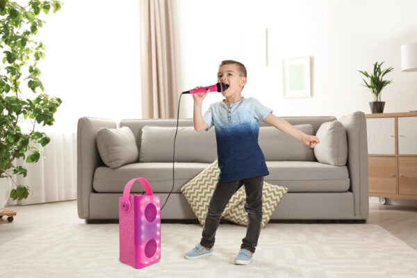 Lexibook, iParty, Altavoz Bluetooth® inalámbrico con luz y micrófono, Efectos de luz Multicolor, Puerto para Tarjeta SD/TF, Batería Recargable, Rosa, BTP185PKZ - Image 4