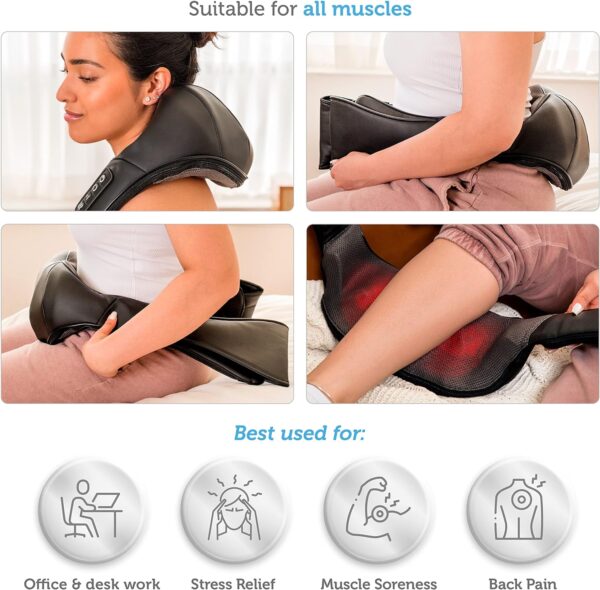 Comfier Masajeador de Cuello y Hombros, Shiatsu Masajeador Cervical y Espalda con Función de Calor, Masajeador Eléctrico para Relajación en Casa, Oficina,Regalos para Hombres y - Image 7