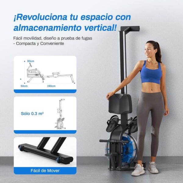 MERACH Máquina de Remo de Agua para Casa, Máquina de Remo con Inclinación de 45° y Mayor Resistencia, Capacidad de Peso de 160 kg, con Conexión Bluetooth (Agua) - Image 7
