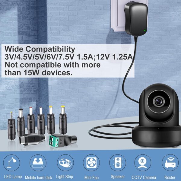 SoulBay 3V 4.5V 5V 6V 7.5V 9V 12V 1000mA máximo Universal AC/DC Adaptador de Cambios Regulados con 8 Modos Alimentación Adaptador de Conectores para 3-12V Elektronik - 150 cm Cable - Image 4