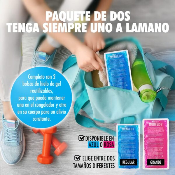 Bolsa Gel Frío para Lesiones Reutilizable (27 cm x 13 cm) - Bolsa Gel Frío y Calor Flexible y Suave para Alivio del Dolor de Rodilla, Espalda, Cuello,Tobillo y Rehabilitación [1 Pack, Azul] - Image 6