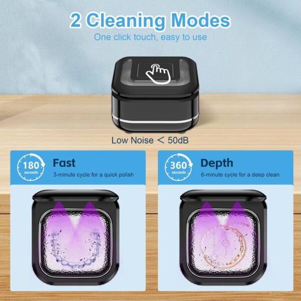 Limpiador Ultrasónico UV, 45 kHz Limpiador Ultrasonidos Dental para Dentaduras Postizas, Alineador, Retenedor Joyería De La Máquina De Limpieza Para Todos los Aparatos Dentales y Joyas - Image 5