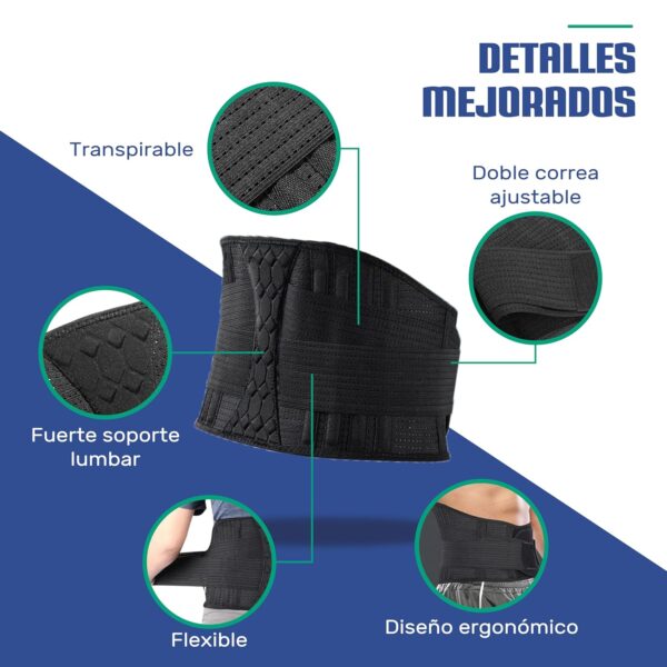 NativoDex Faja Lumbar Hombre y Mujer - Soporte Especial Lumbar y Espalda Baja - Reduce el Dolor y Recupera Lesiones en Cintura y Espalda - Cinturón Soporte Lumbar con Doble Ajuste (L) - Image 3